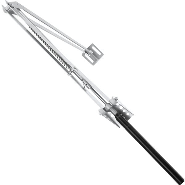 Automatischer Fensteröffner für Gewächshäuser aus Metall mit Feder und Zylinder.