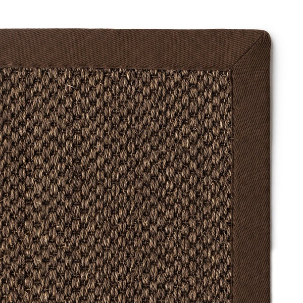 FLOORDIREKT Sisal-Teppich Tiger-Eye - aus 100% Sisal - mit Brodüre - Dunkelbraun - 200 x 290 cm