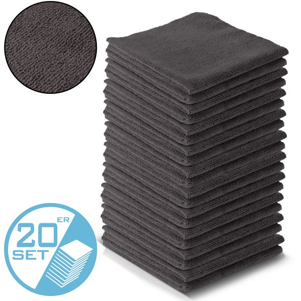 STAHLWERK Mikrofaser-Handtuch 20er Set 40 x 40 cm 300 gsm schwarz