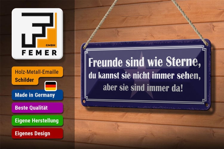 Blechschild Spruch 27x10cm Freunde wie Sterne nicht sehen Dekoration