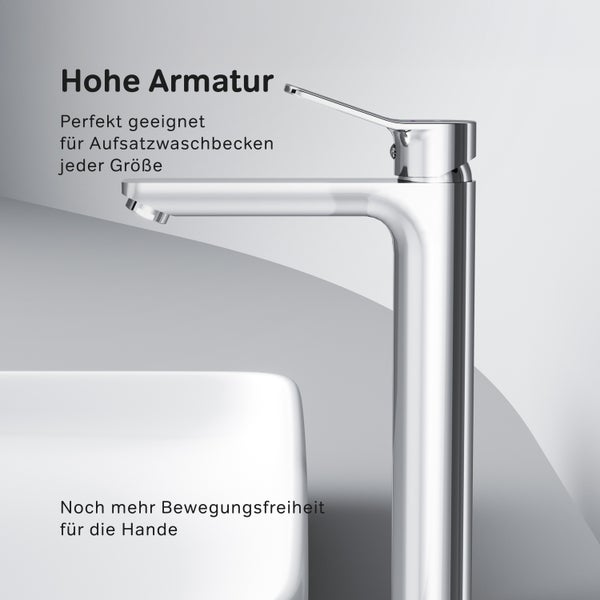 AM.PM Waschtischarmatur für Aufsatzwaschbecken mit Klick-Ablaufgarnitur FXA92200 X-Joy
