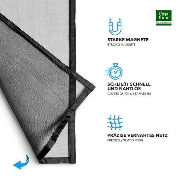 FLOORDIREKT Fliegengitter Johnny Gestreift Klebemontage Klettverschluss 90 x 220 cm