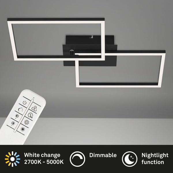 LED Deckenleuchte Wandlampe Dimmbar Fernbedienung CCT 30W schwarz Briloner