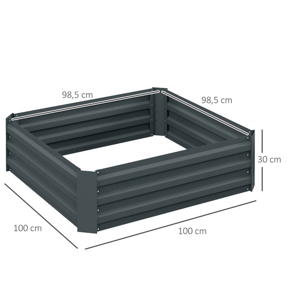 Outsunny 2er Set Hochbeet Stahl, Pflanzbeet Frühbeet Gartenbeet Blumenkasten steckbar, Pflanzkasten Pflanzkübel 100x100x30cm für Garten Balkon Terrasse, Gemüsebeet für Blumen, Pflanzen