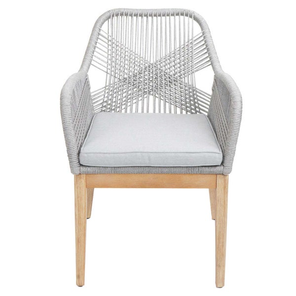 Gartensessel mit Armlehne, Seilbespannung und Sitzkissen