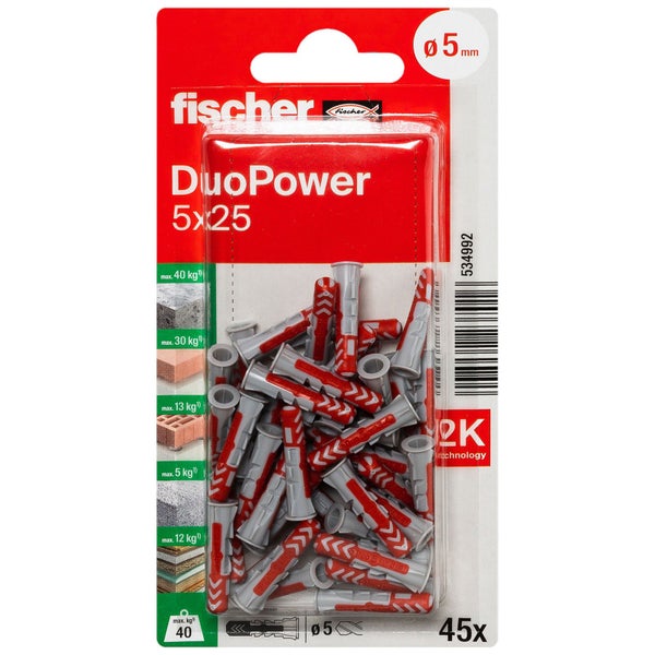 Fischer DuoPower Dübel 5x25, 45 Stück in Verpackung