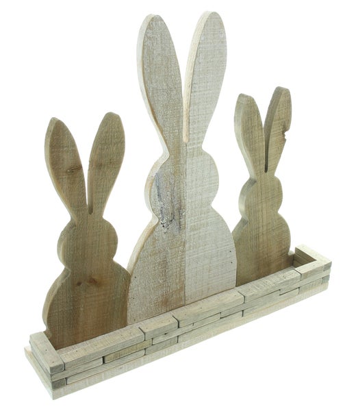 FRANK FLECHTWAREN | Hasendeko Dreierlei, HOLZ, 51 x 11 x 47,5 cm