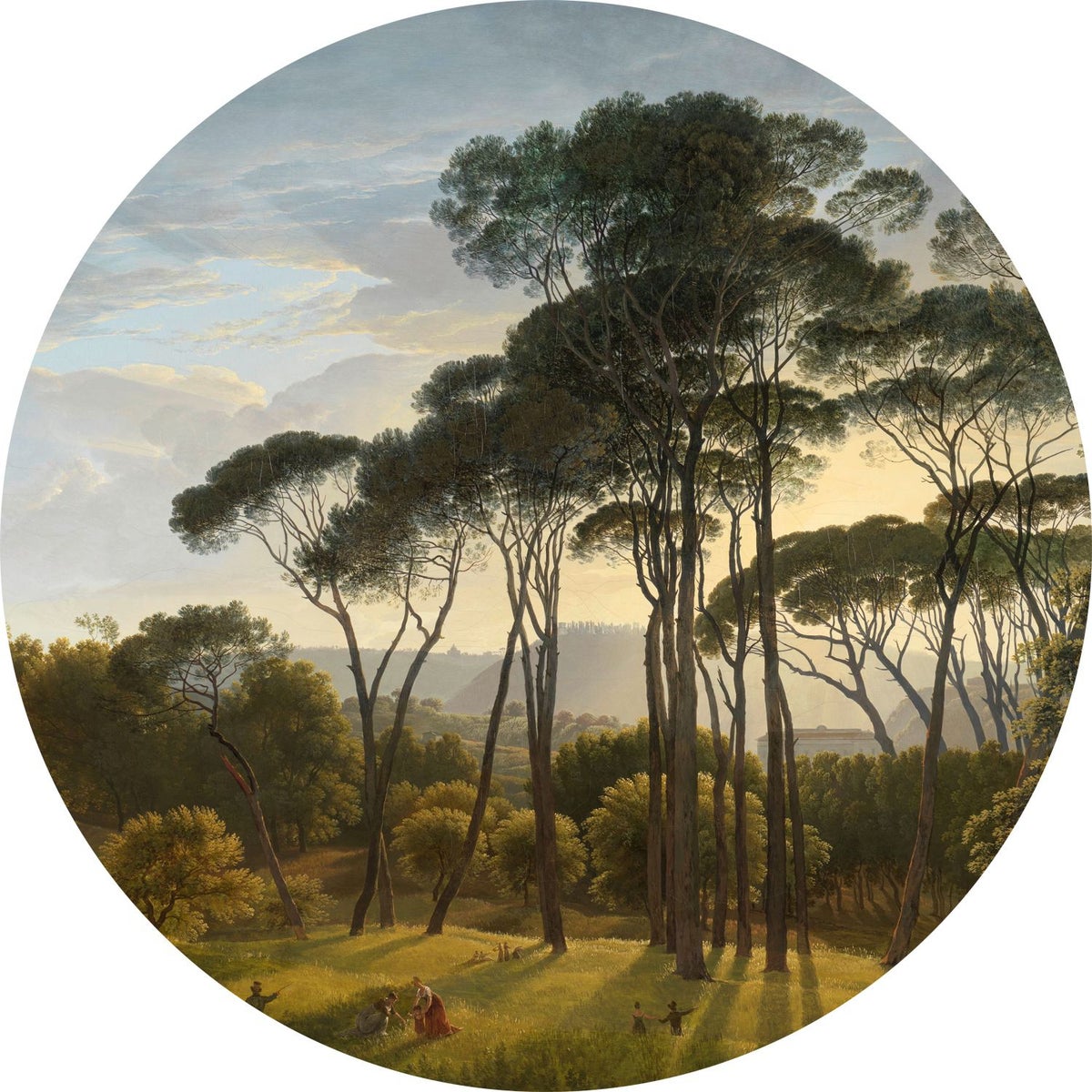 ESTAhome selbstklebende runde Tapete italienische Landschaft Dunkelgrün - Ø 70 cm - 158987