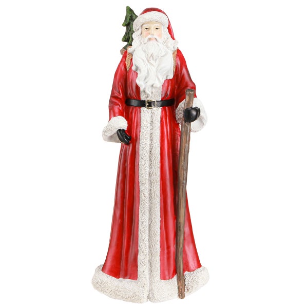 Weihnachtsmann Figur mit Baum und Wanderstock