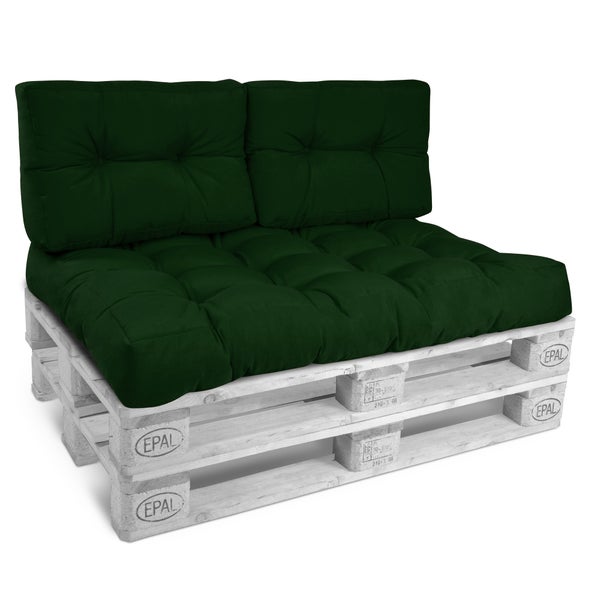 Beautissu ECO Style Palettenkissen Rücken 60x40x10cm Dunkelgrün (2tlg)