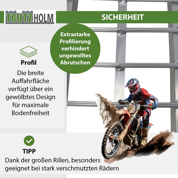 TRUTZHOLM Auffahrrampe 3-teilig klappbar 305 cm Alu grau Motorradrampe Verladerampe Pickup Rampe