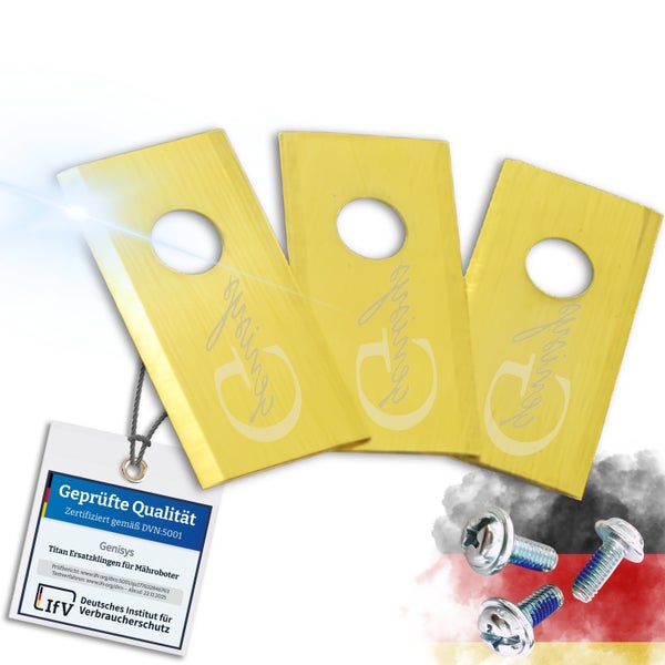 Genisys Titan Ersatzklingen für Mähroboter mit Schrauben und Prüfsiegel