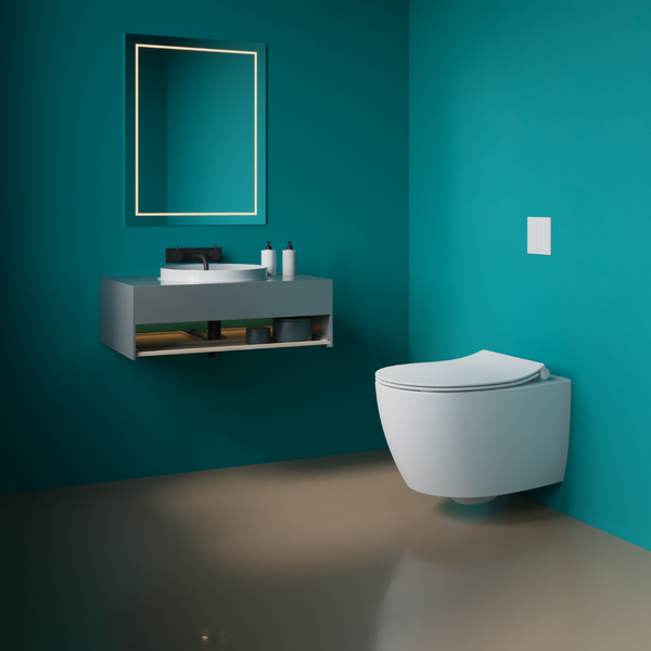 Isvea WC Toilet Badezimmer Wandhängend mit Dusch-WC Weiß mit Softclose-Sitz
