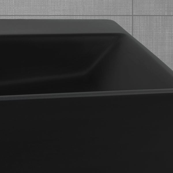 ML-Design Waschbecken zur Wandmontage oder als Aufsatzwaschbecken mit Hahnloch, 60,5x36,5x13 cm, aus Keramik, Schwarz matt, Hängewaschbecken Waschtisch Aufsatzbecken Handwaschbecken Waschschale Becken