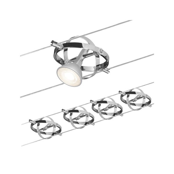 Seilsystem Cardan Basisset GU5,3 max. 4x10W dimmbar 230/12V Chrom matt, Chrom