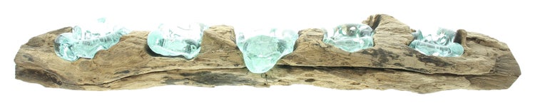 FRANK FLECHTWAREN | Teelichthalter Wurzelholz, GLAS, HOLZ, L: 60 cm