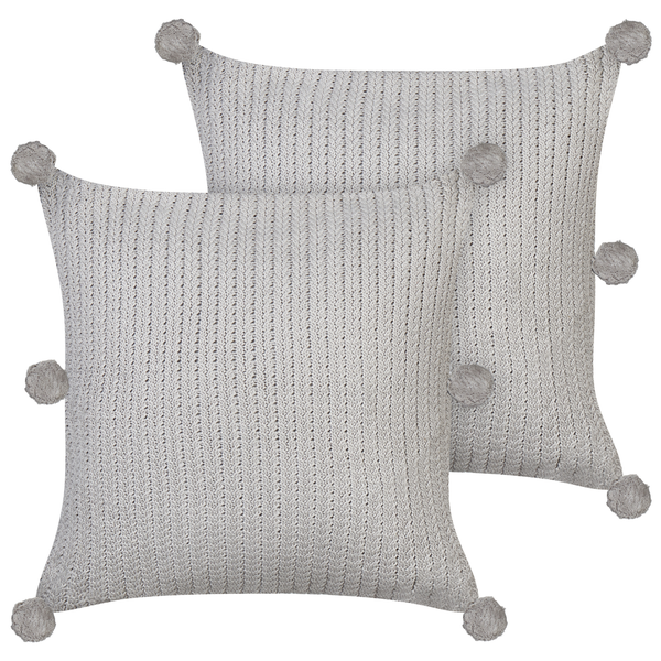 Dekokissen 2er Set OCOTEA Baumwolle 45 x 45 cm Grau Ohne Muster