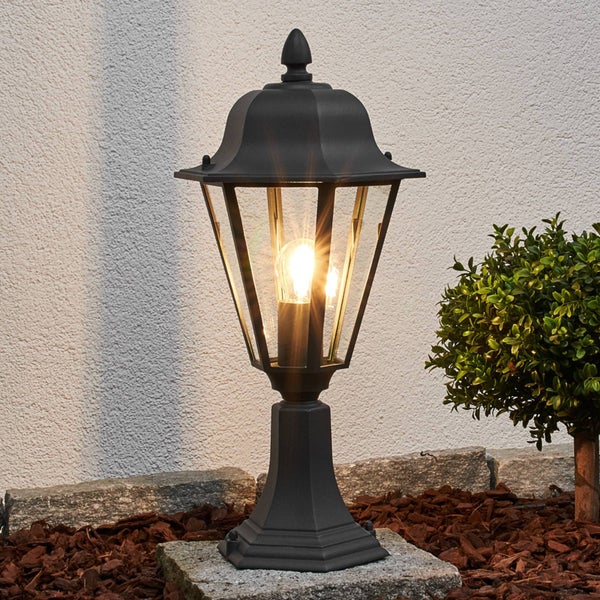 Lindby Außenleuchte Edana (spritzwassergeschützt (Modern) in Schwarz aus Aluminium (1 flammig, E27) - Wegeleuchte Pollerleuchte Wegelampe Sockelleuchte