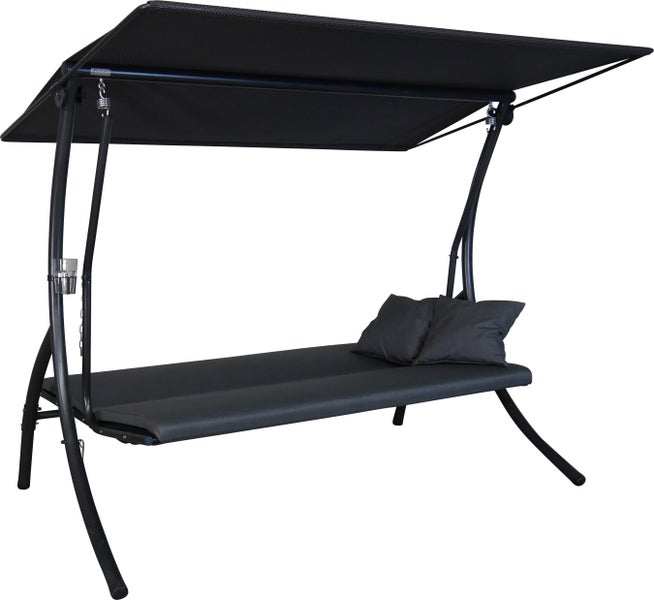 Gartenschaukel mit Dach, Sitzkissen und Zierkissen