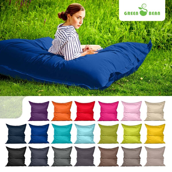 Green Bean Sitzsack XXL 140x180cm 380 Liter Kinder & Erwachsene Bean Bag EPS Perlen Füllung Riesensitzsack Groß Draußen Outdoor Liegekissen Waschbar Wetterfest Lounge Sitzkissen Bodenkissen Blau