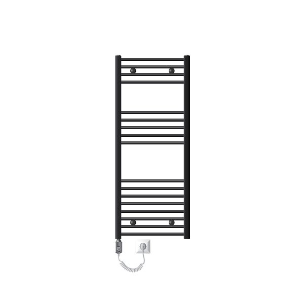 ECD Germany Badheizkörper Elektrisch 500 x 1200 mm Anthrazit gerade mit Seitenanschluss inkl. Heizstab 900W Große Leistung Chrom-Heizkörper Heizung Handtuchwärmer Handtuchtrockner Handtuchheizkörper