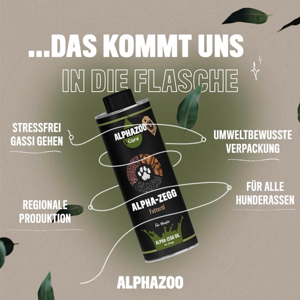 ALPHAZOO Alpha-Zegg Futteröl 250ml für Hunde I Begleitung im Frühling und Sommer