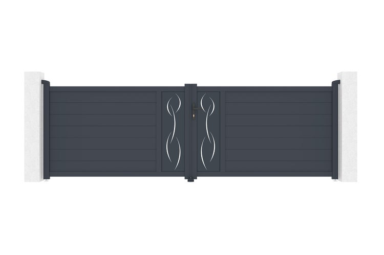 Flügeltor 4m LIFE H.120 graues Aluminium