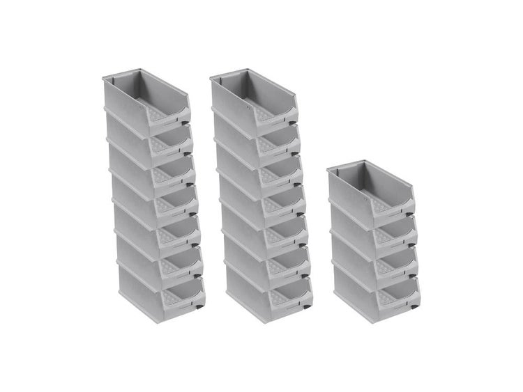 PROREGAL SuperSparSet 18x Graue Sichtlagerbox 4.0 HxBxT 15 x 20 x 35 cm 7,2 Liter Sichtlagerbehälter
