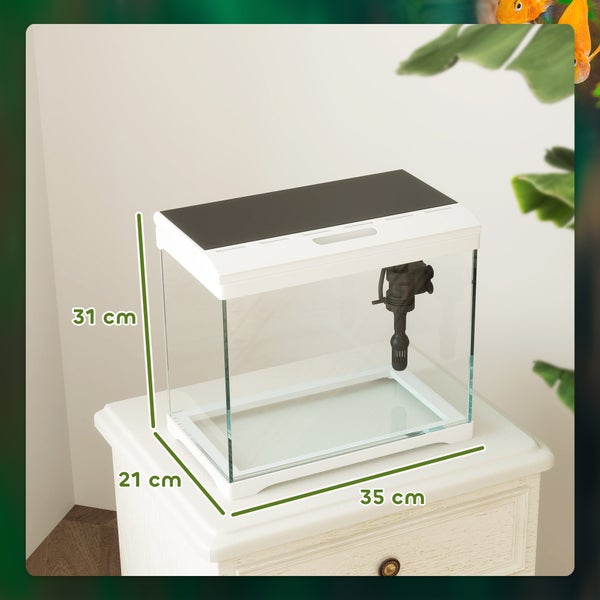 PawHut Aquarium mit LED-Beleuchtung, Filtersystem, 17L Fischtank, Tropenfischaquarium mit Wasserpumpe Weiß