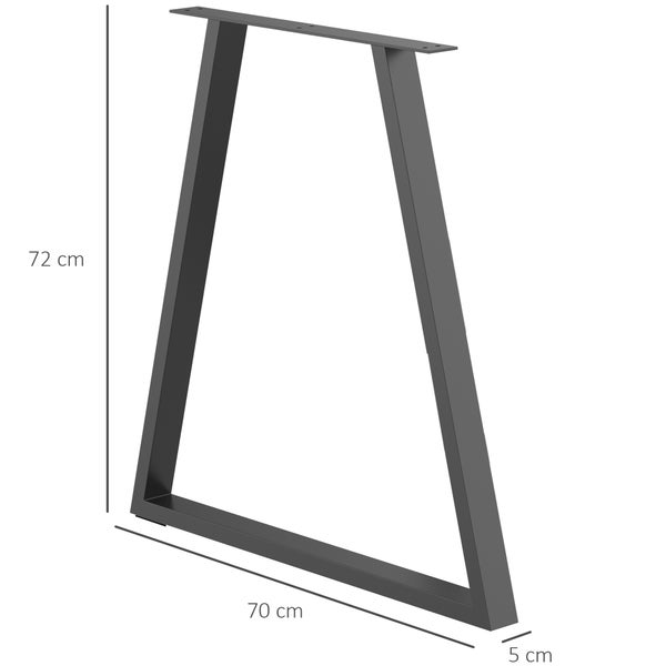 HOMCOM Tischbeine, 2er-Set Tischkufen, Dreieckig Möbelfüße aus Stahl, 70 x 72 cm Tischgestell für Esstisch, Couchtisch, Schreibtisch, Stahl, Schwarz