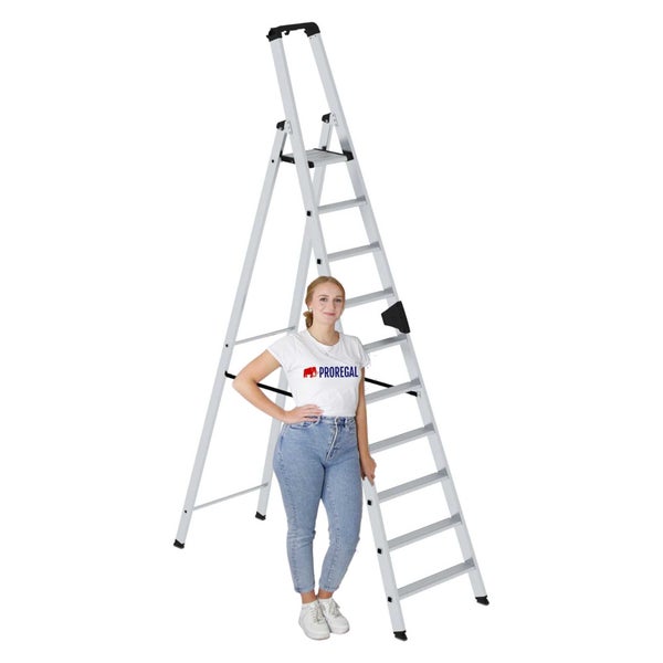 PROREGAL Stufen-Stehleiter Einseitig Begehbar 10 Stufen
