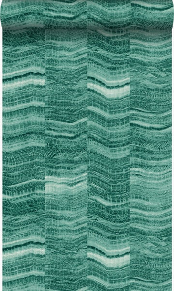 Origin Wallcoverings Tapete Zick-Zack-Mamorstreifen Smaragdgrün - 53 cm x 10.05 m - 337248