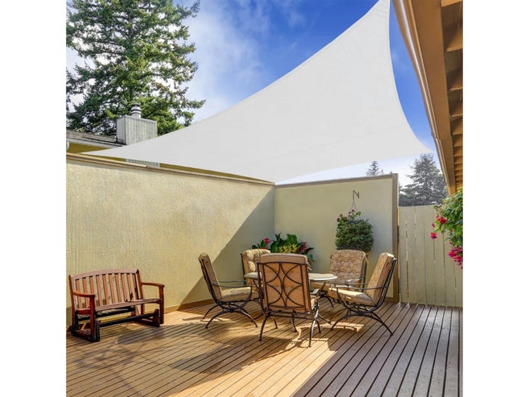 FLOORDIREKT Sonnensegel - Wasserabweisend - Rechteckig - für Garten, Terrasse und Balkon - Weiß 3 x 3 m