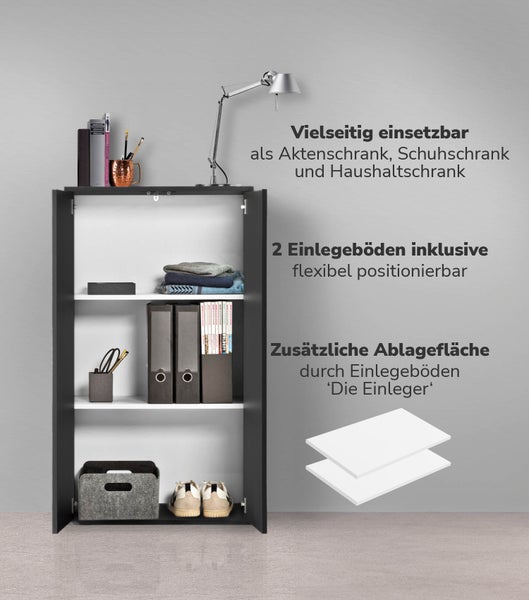 mokebo Midischrank in Anthrazit 'Der Schlanke', Mehrzweckschrank, Allzweckschrank oder Aufbewahrungsschrank