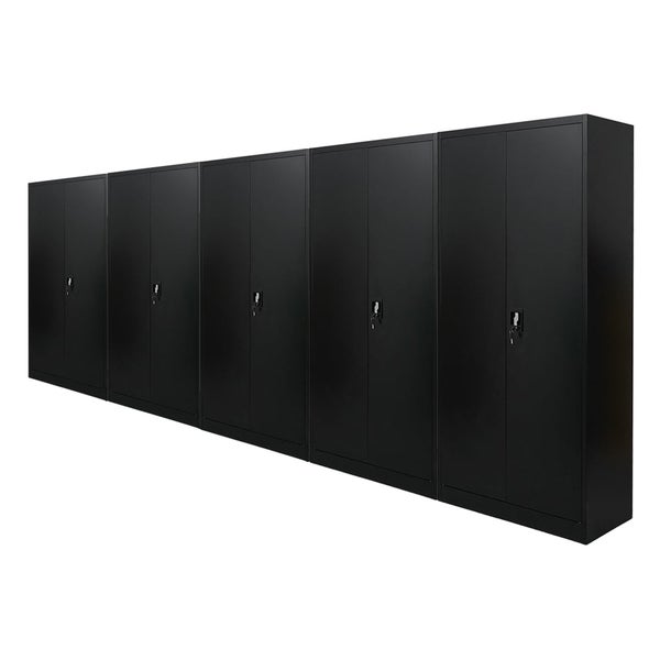 PROREGAL Mega Deal 5x Flügeltürenschrank ELEPHANT HxBxT 185 x 90 x 40 cm 4 Fachböden Fertig Aufgebaut Schwarz