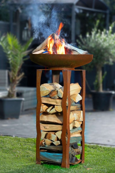 Home Deluxe - Rost Feuerschale - FRANK, Maße: 34 x 91 x 34 cm I Feuerkorb Feuerstelle Feuertonne