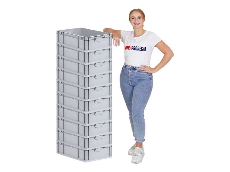 PROREGAL Spar Set 10x Eurobox Nextgen Economy Griffe Geschlossen HxBxT 17 x 40 x 60 cm 34 Liter Eurobehälter Transportbox Transportbehälter