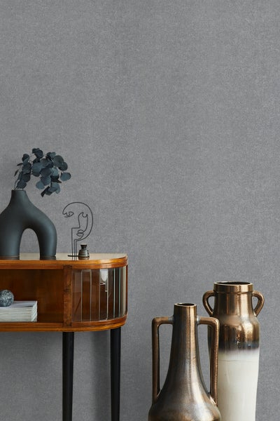 Tapete Silber Uni Modern für Wohnzimmer Schlafzimmer MADE IN GERMANY 10,05 x 0,53m