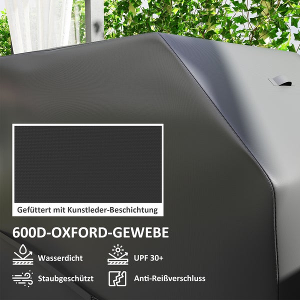Outsunny Grillabdeckung BBQ Abdeckung Wetterfest Gasgrill Abdeckhaube mit Klettverschlüssen, 600D Oxford, Schwarz, 147 x 61 x 122cm