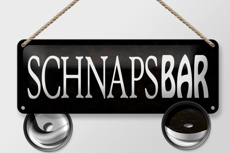 Blechschild Spruch 27x10cm Schnapsbar Kneipe Bar schwarzes Schild