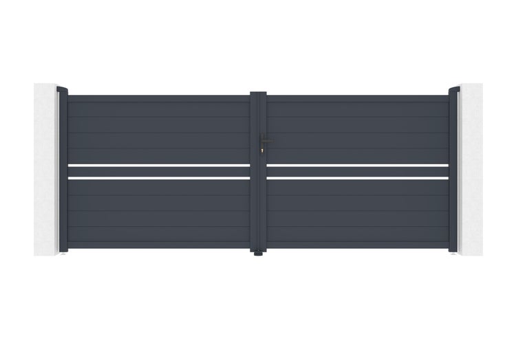 Flügeltor 4m CIMONE H.160 graues Aluminium