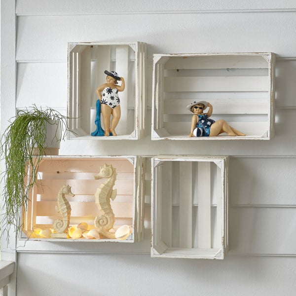 FRANK FLECHTWAREN | Universalkiste Used-Look, 2er Set, HOLZ, 30 x 22 x 16 cm, 36 x 26 x 18 cm, platzsparend ineinander verstaubar, Setpreis