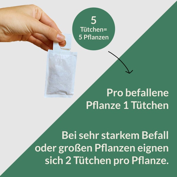 Anwendungshinweise für Schädlingsbekämpfungsmittel: Ein Tuch pro befallener Pflanze.