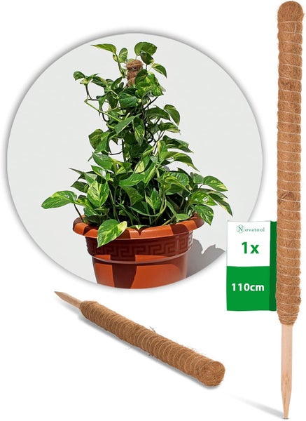Novatool Kokosstab, 110 Zentimeter, Rankhilfe für Kletterpflanzen, aus Kokosfaser mit Holzspitze.