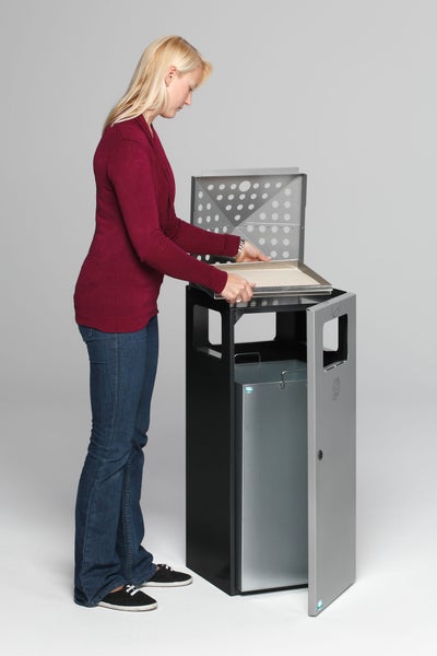 PROREGAL Eckiger Kombiascher Mit Einflügeltür Deckel 80 Liter HxBxT 92 x 40 x 40 cm Stahl Anthrazit