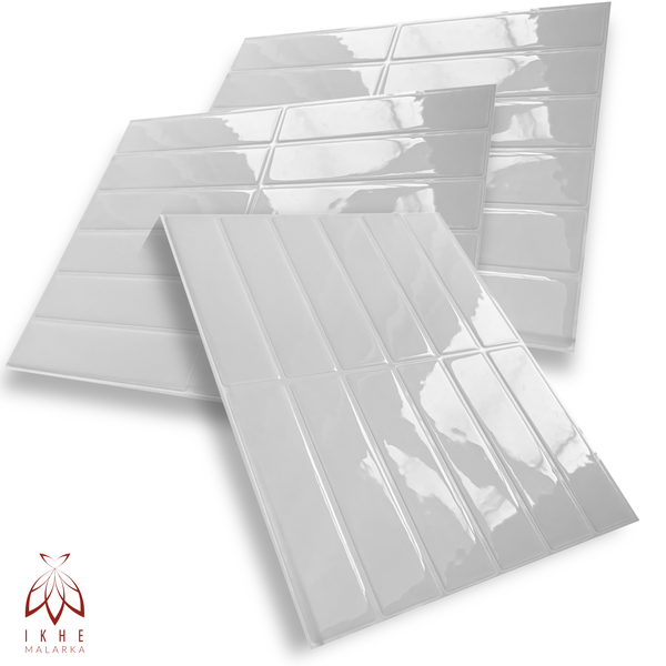 3D Wandpaneel aus Kunststoff in Steinoptik Weiß – selbstklebend, wasserdicht, 23 × 29 cm (0,065 m²) – Modell YJC0203 Weiß