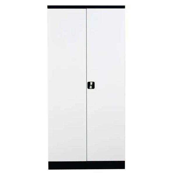 PROREGAL Stahlschrank Bee 4 Fachböden HxBxT 195 x 92 x 42 cm Pulverbeschichtetes Fachbodenmaterial Schwarz & Weiß