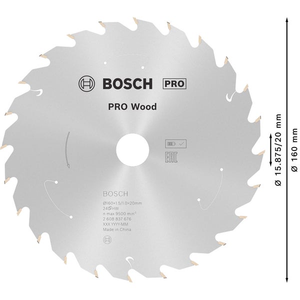 Bosch PRO Wood cordless Blatt für Kreissägen 160 x 1,5 x 20 mm - 2608837676