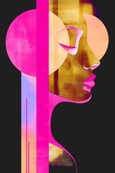 Abstrakte Darstellung eines Frauenporträts mit geometrischen Formen