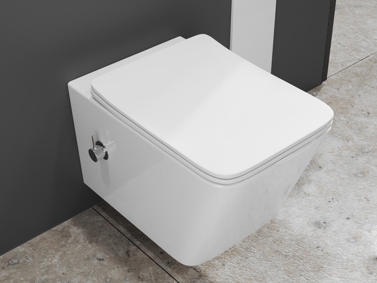 Wandhängendes Tiefspülklosett aus Keramik mit Spülrand